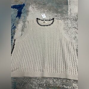 Marine Layer Cream and Black Sweater Vest